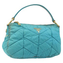 PRADA Shoulder Bag Nylon Light Blue Gold Auth ep13715-1