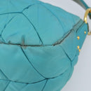 PRADA Shoulder Bag Nylon Light Blue Gold Auth ep13715-9