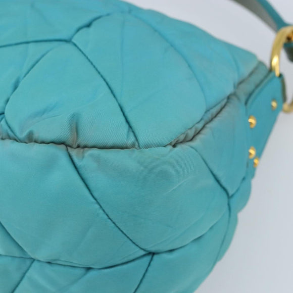 PRADA Shoulder Bag Nylon Light Blue Gold Auth ep13715