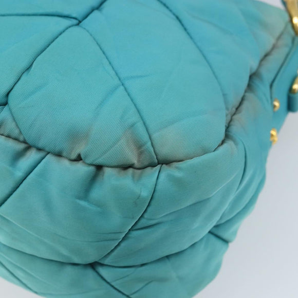 PRADA Shoulder Bag Nylon Light Blue Gold Auth ep13715