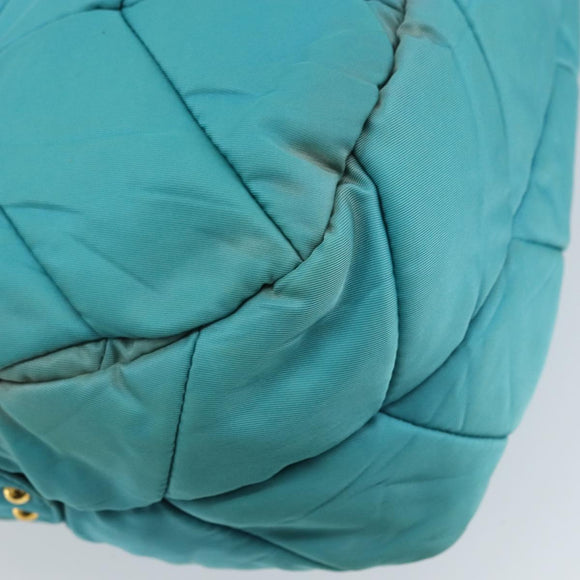 PRADA Shoulder Bag Nylon Light Blue Gold Auth ep13715