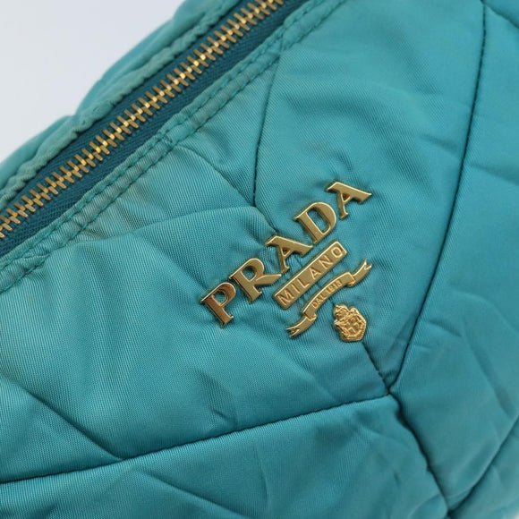 PRADA Shoulder Bag Nylon Light Blue Gold Auth ep13715
