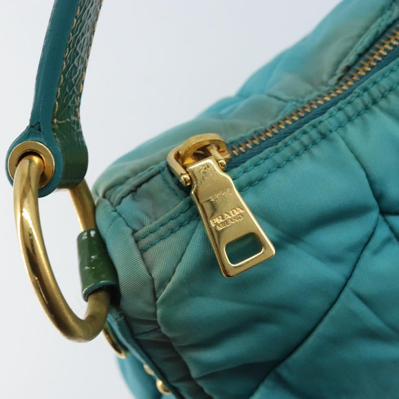 PRADA Shoulder Bag Nylon Light Blue Gold Auth ep13715