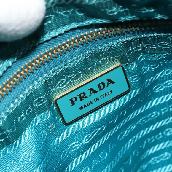 PRADA Shoulder Bag Nylon Light Blue Gold Auth ep13715