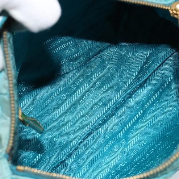 PRADA Shoulder Bag Nylon Light Blue Gold Auth ep13715