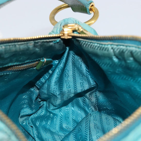 PRADA Shoulder Bag Nylon Light Blue Gold Auth ep13715
