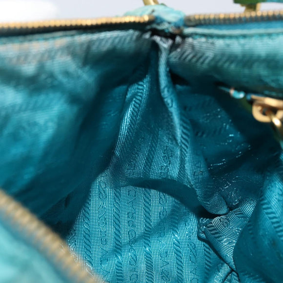 PRADA Shoulder Bag Nylon Light Blue Gold Auth ep13715