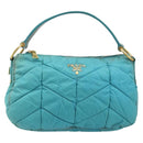 PRADA Shoulder Bag Nylon Light Blue Gold Auth ep13715-13