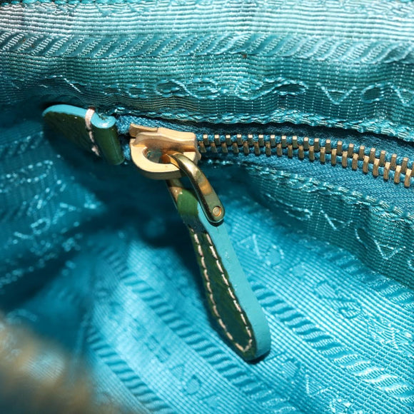PRADA Shoulder Bag Nylon Light Blue Gold Auth ep13715