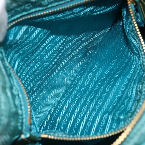 PRADA Shoulder Bag Nylon Light Blue Gold Auth ep13715