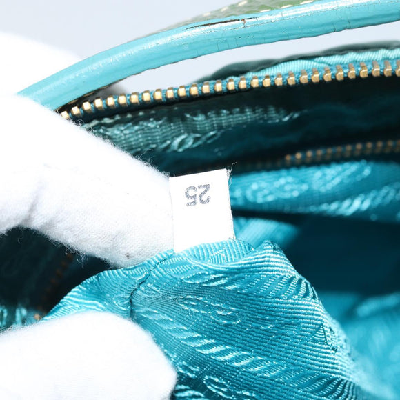 PRADA Shoulder Bag Nylon Light Blue Gold Auth ep13715
