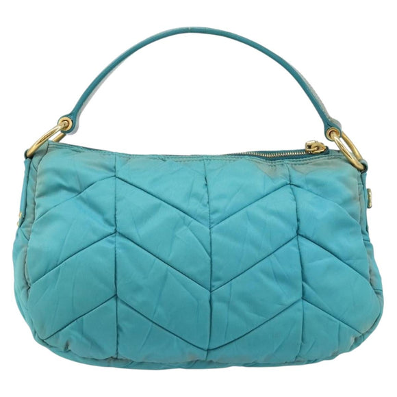 PRADA Shoulder Bag Nylon Light Blue Gold Auth ep13715