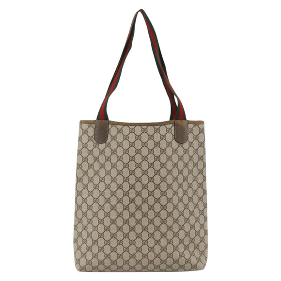 GUCCI GG Supreme Web Sherry Line Tote Bag PVC Beige 39 02 003 Auth ep13723