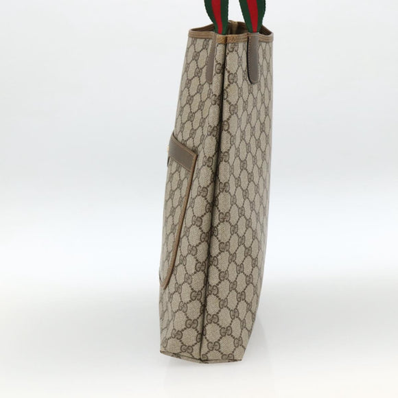 GUCCI GG Supreme Web Sherry Line Tote Bag PVC Beige 39 02 003 Auth ep13723