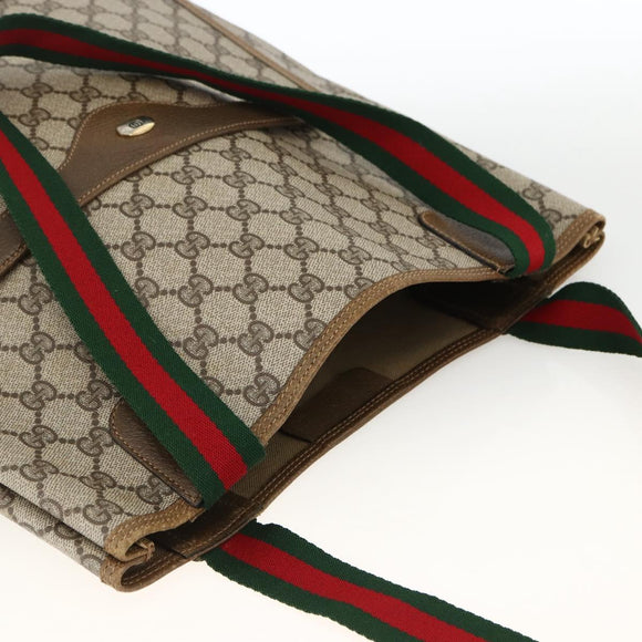 GUCCI GG Supreme Web Sherry Line Tote Bag PVC Beige 39 02 003 Auth ep13723