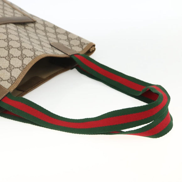 GUCCI GG Supreme Web Sherry Line Tote Bag PVC Beige 39 02 003 Auth ep13723