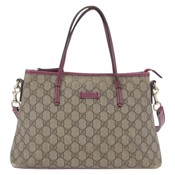 GUCCI GG Supreme Tote Bag PVC 2way Beige Gold 353440 Auth ep13726