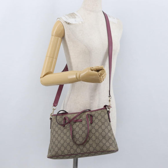 GUCCI GG Supreme Tote Bag PVC 2way Beige Gold 353440 Auth ep13726