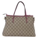 GUCCI GG Supreme Tote Bag PVC 2way Beige Gold 353440 Auth ep13726-2