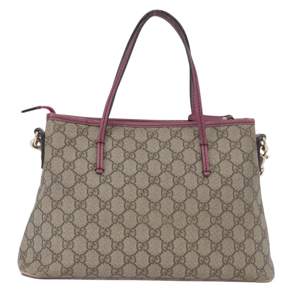 GUCCI GG Supreme Tote Bag PVC 2way Beige Gold 353440 Auth ep13726