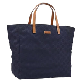 GUCCI GG Canvas Guccissima Hand Bag Nylon Navy 232439 Auth ep13727