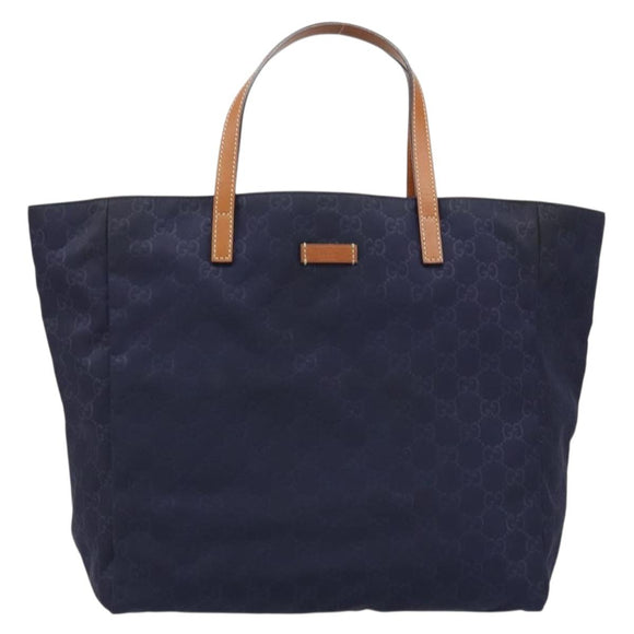 GUCCI GG Canvas Guccissima Hand Bag Nylon Navy 232439 Auth ep13727