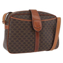 CELINE Macadam Canvas Shoulder Bag PVC Leather Brown Gold Auth ep13731-1