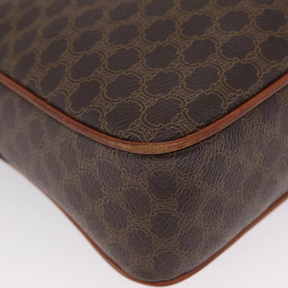 CELINE Macadam Canvas Shoulder Bag PVC Leather Brown Gold Auth ep13731