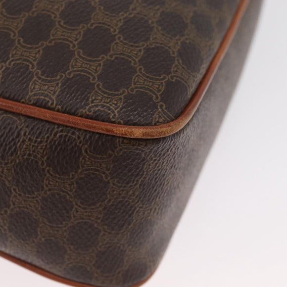 CELINE Macadam Canvas Shoulder Bag PVC Leather Brown Gold Auth ep13731