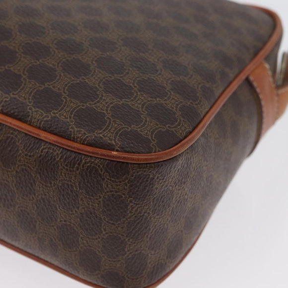 CELINE Macadam Canvas Shoulder Bag PVC Leather Brown Gold Auth ep13731