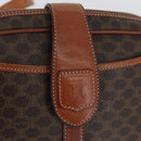 CELINE Macadam Canvas Shoulder Bag PVC Leather Brown Gold Auth ep13731-15
