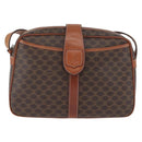 CELINE Macadam Canvas Shoulder Bag PVC Leather Brown Gold Auth ep13731-2