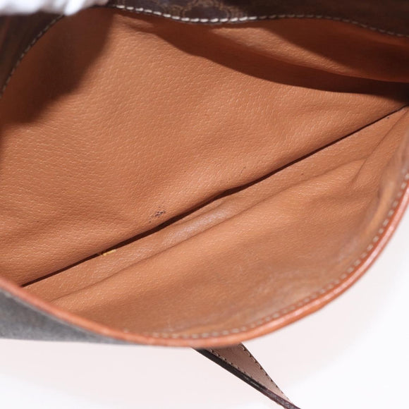 CELINE Macadam Canvas Shoulder Bag PVC Leather Brown Gold Auth ep13731