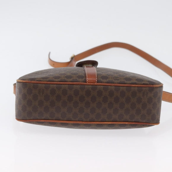 CELINE Macadam Canvas Shoulder Bag PVC Leather Brown Gold Auth ep13731