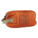 LOEWE Hand Bag Leather Orange Silver Auth ep13732-1