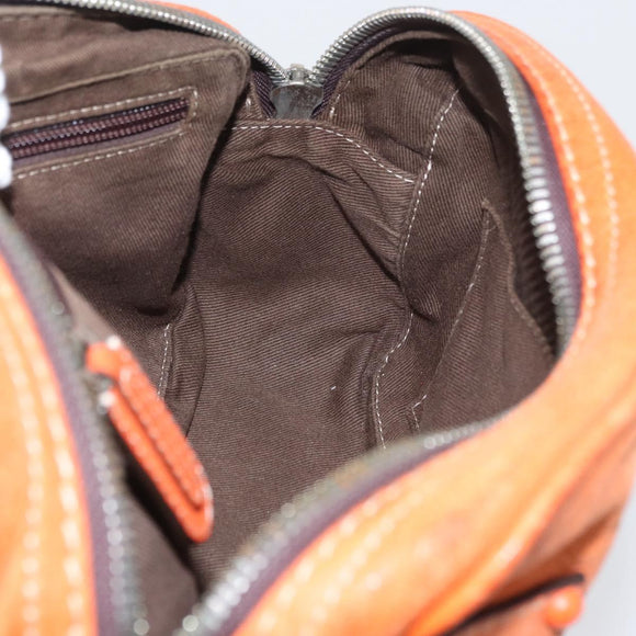 LOEWE Hand Bag Leather Orange Silver Auth ep13732