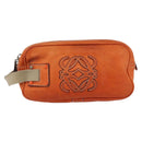 LOEWE Hand Bag Leather Orange Silver Auth ep13732-13