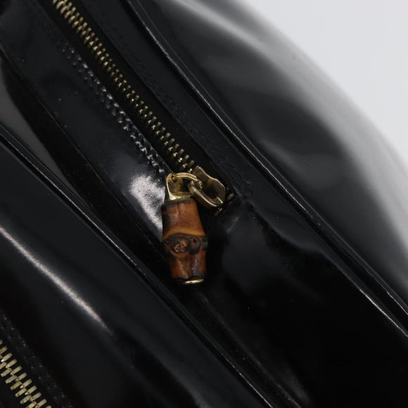 GUCCI Bamboo Body Bag Patent leather Black Gold 003 2113 0027 Auth ep13733