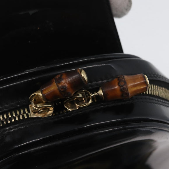 GUCCI Bamboo Body Bag Patent leather Black Gold 003 2113 0027 Auth ep13733