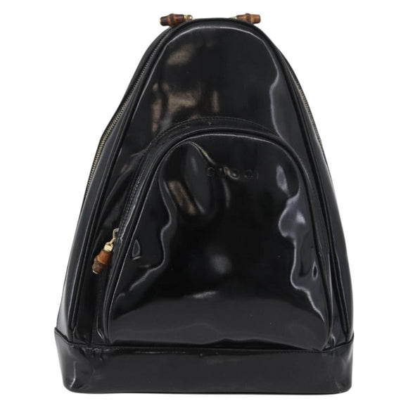 GUCCI Bamboo Body Bag Patent leather Black Gold 003 2113 0027 Auth ep13733