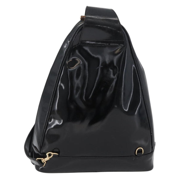 GUCCI Bamboo Body Bag Patent leather Black Gold 003 2113 0027 Auth ep13733