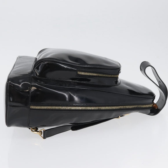 GUCCI Bamboo Body Bag Patent leather Black Gold 003 2113 0027 Auth ep13733