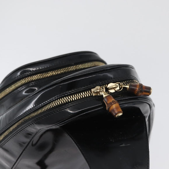 GUCCI Bamboo Body Bag Patent leather Black Gold 003 2113 0027 Auth ep13733