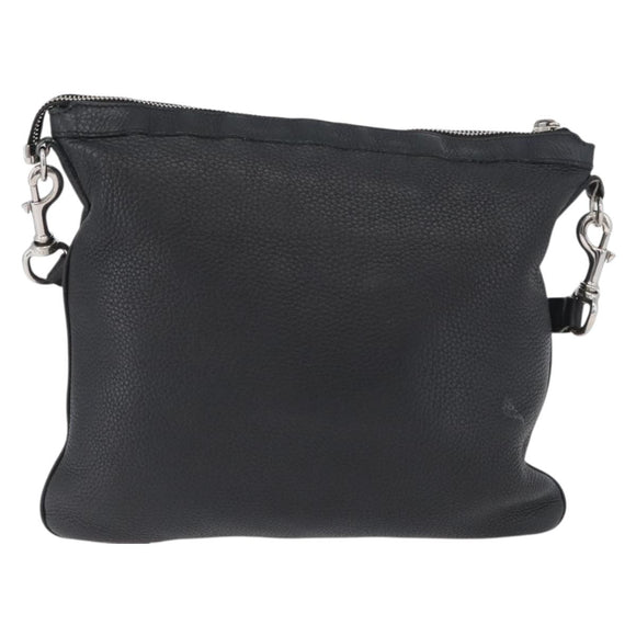 GUCCI Shoulder Bag Leather Black Silver 233329 Auth ep13736