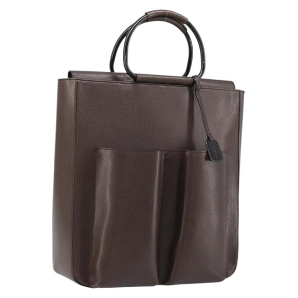 GUCCI Hand Bag Leather Brown Silver 002 1118 0462 Auth ep13739