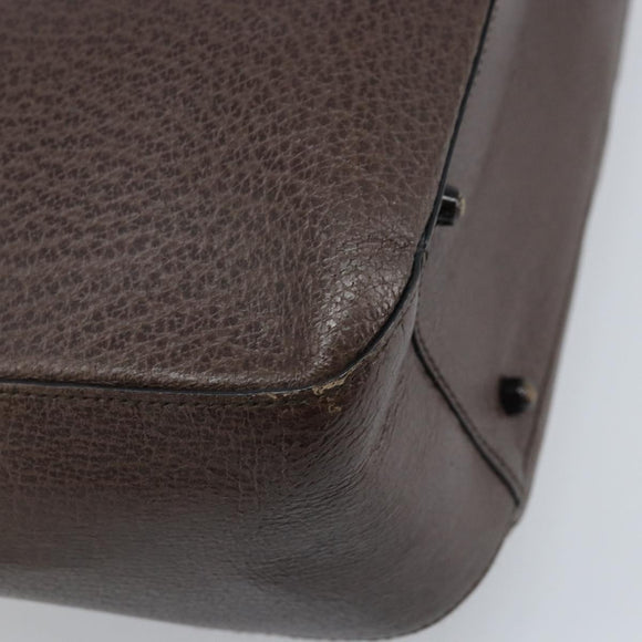 GUCCI Hand Bag Leather Brown Silver 002 1118 0462 Auth ep13739
