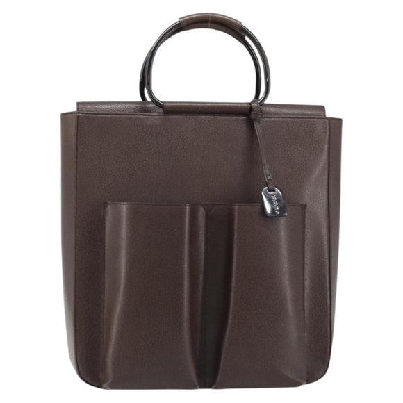 GUCCI Hand Bag Leather Brown Silver 002 1118 0462 Auth ep13739