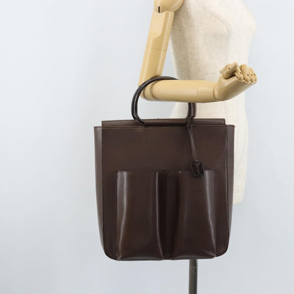 GUCCI Hand Bag Leather Brown Silver 002 1118 0462 Auth ep13739