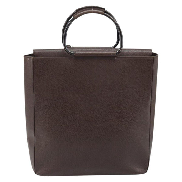 GUCCI Hand Bag Leather Brown Silver 002 1118 0462 Auth ep13739