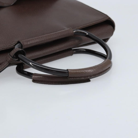 GUCCI Hand Bag Leather Brown Silver 002 1118 0462 Auth ep13739